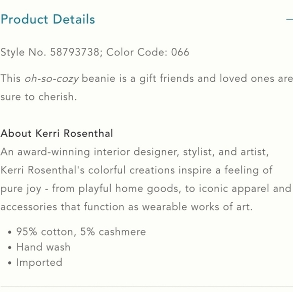 Anthropologie x Kerri Rosenthal Smile Beanie
